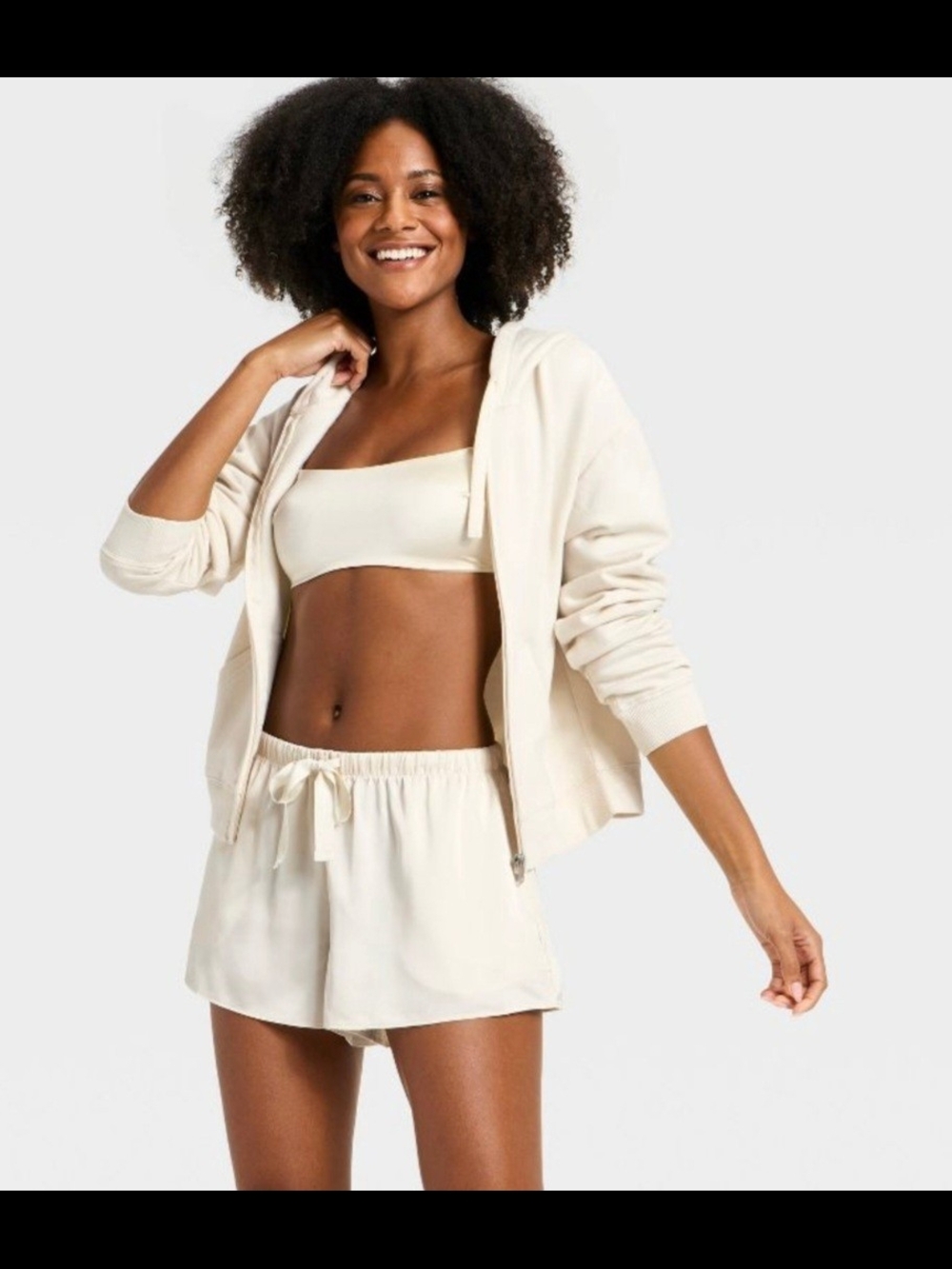 Auden Cream Satin Lounge Shorts